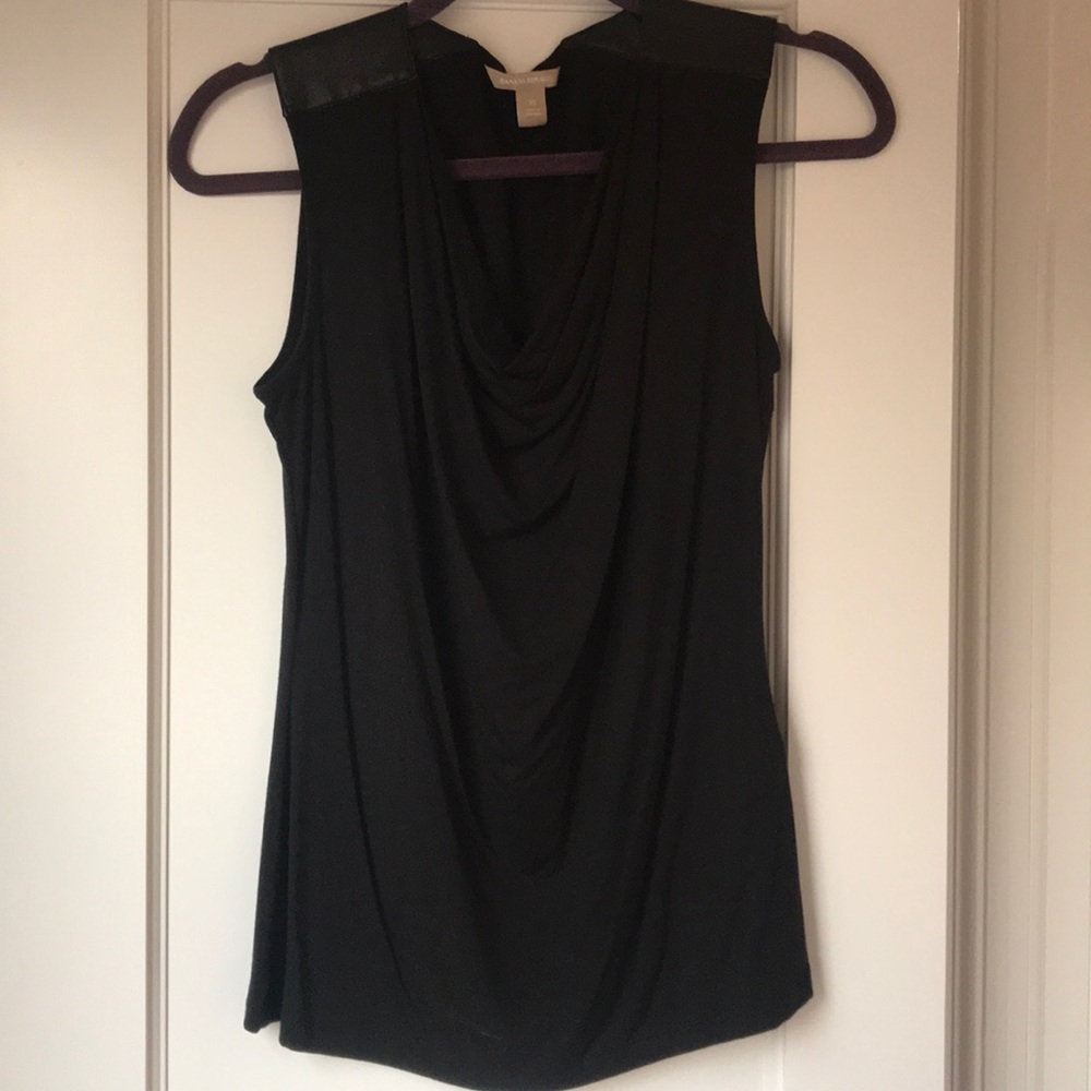 Banana Republic  top w faux leather shoulder patch